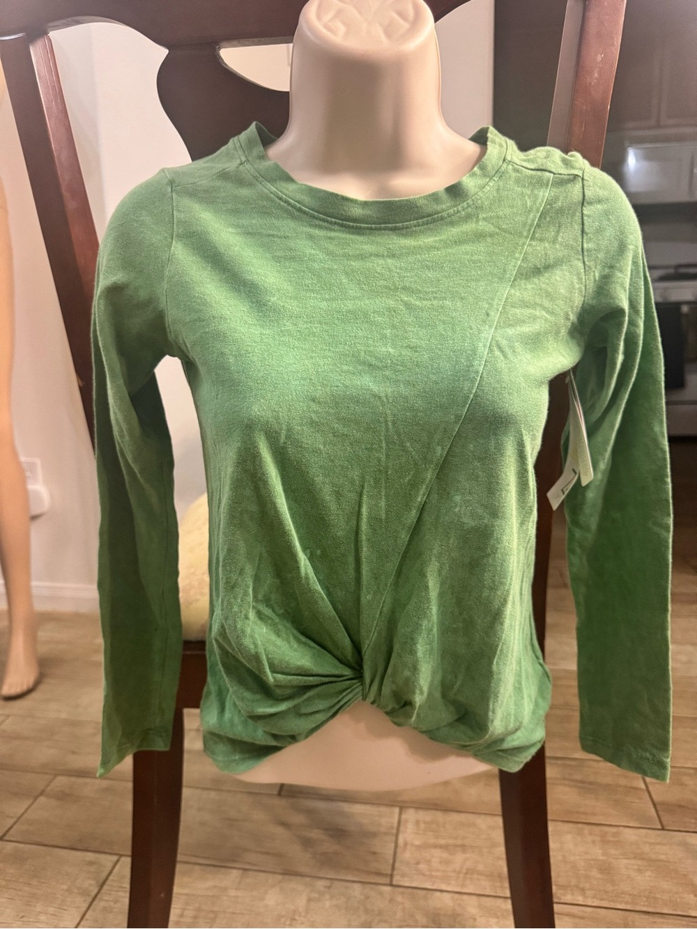Zella Green Long-Sleeve Twist-Knot Top